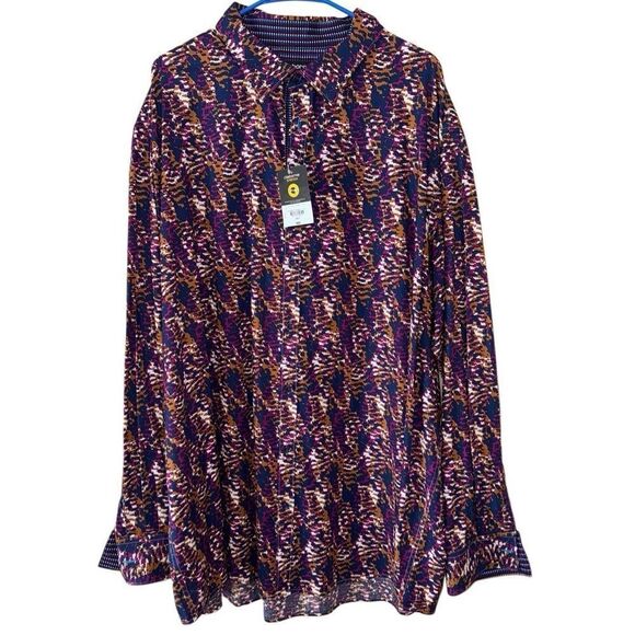 NWT Men's Claiborne Stretch Abstract Print Button Down Shirt Size 3XLT - Picture 1 of 5